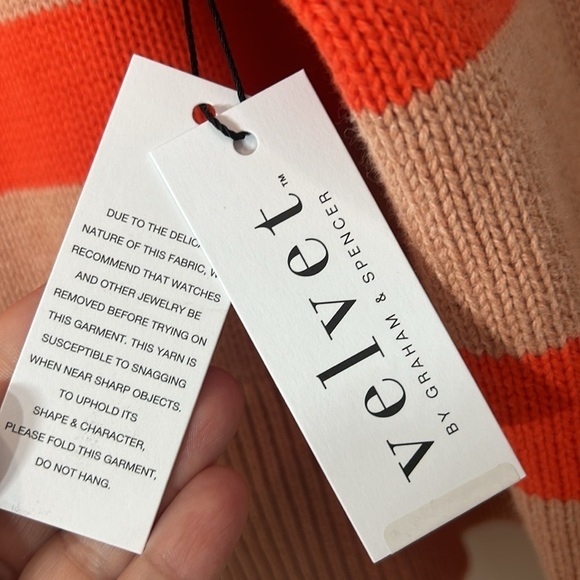 VELVET BY GRAHAM & SPENCER Women's Lucie Cotton Cashmere Striped Polo Sweater XL - Picture 7 of 9